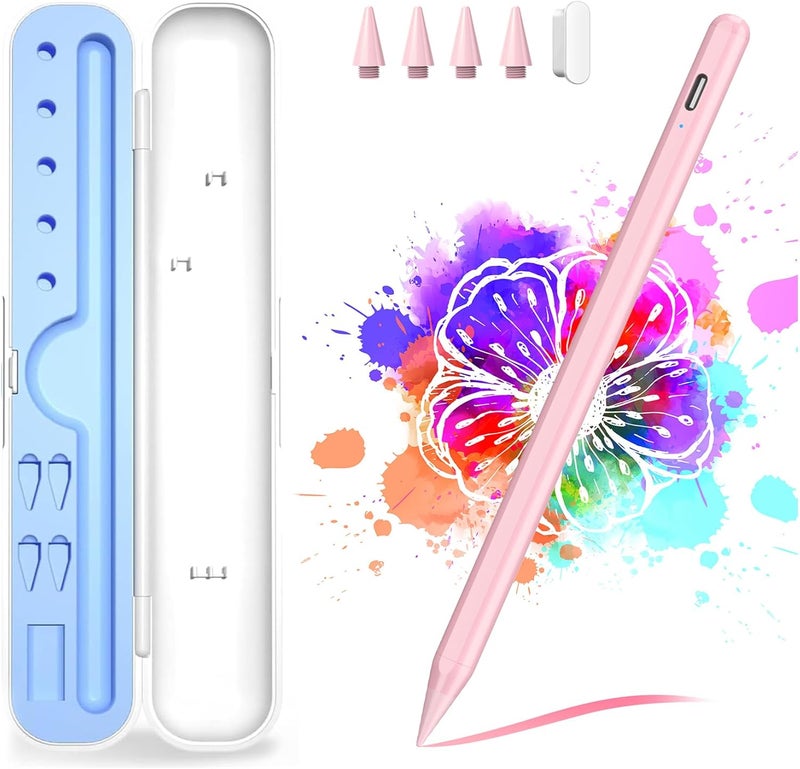 FUWANG Stylus Pen for iPad A16/10th/9th Generation, 10Mins Fast Charge for Apple Pencil&iPad Pen, Compatible with iPad A16/10th/9th/8th/7th/6th/Pro 13''11''M4/12.9 inch/Air 11'' 13'' M3/M2/Mini 6/5, Pink - Image 1